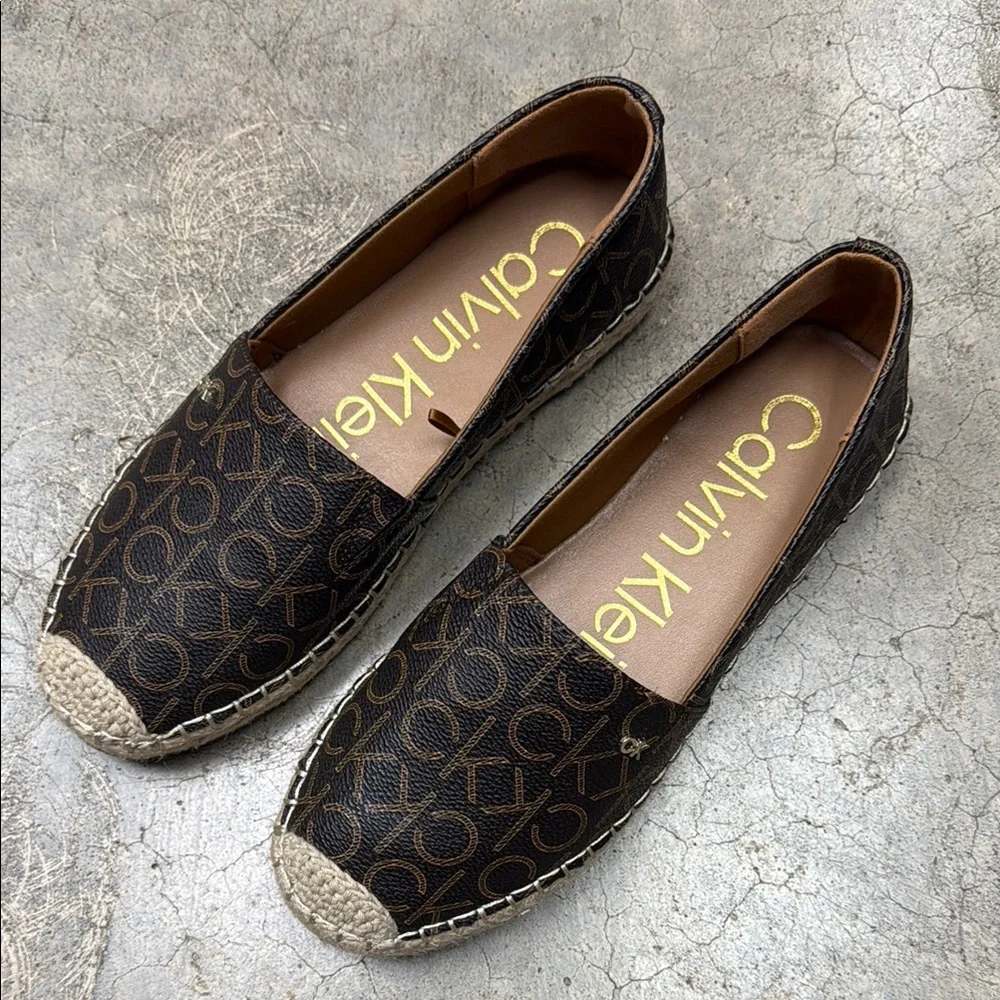 *Calvin Klein Brown Espadrille Slip-On Shoes